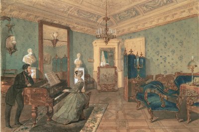 Interno del Salotto nella casa del Barone Stieglitz a San Pietroburgo, 1841 da Pyotr Fyodorovich Sokolov